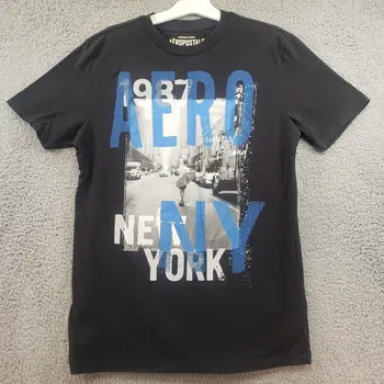 Aeropostale 1987, мужская футболка New York, маленькая, с коротким рукавом, уличная, черная