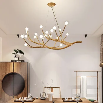 Светодиодная люстра со стеклянным пузырем из смолы для гостиной, столовой, ретро-украшения дома, подвесное освещение, разветвленная люстра