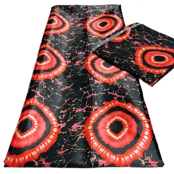 Африканская Шелковая Восковая ткань Мягкая Атласная ткань И Шифоновая тюлевая блузка 4 + 2 Ярда Нигерийские ткани Для женского платья
