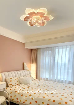 Главная спальня Светлая Простая современная уютная и романтичная 2023 Новый потолочный светильник в виде цветка в кремовом стиле, светильник для поверхностного монтажа