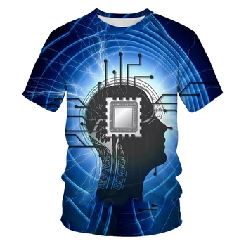 2023 Горячая мужская коробка Электронный чип Конфиденциальность 3D Печатные футболки с короткими рукавами Летние женские футболки Забавные топы