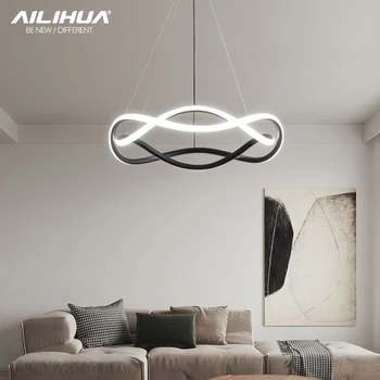 Скандинавский минималистичный черный небольшой семейный круг дизайнер люстры для гостиной, креативная простая современная атмосфера, основной свет в спальне