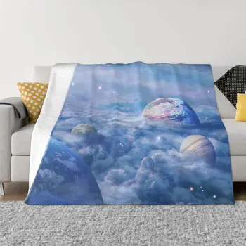 Портативные теплые Одеяла Cosmic Galaxies Space Blue Cloud для постельных принадлежностей в путешествиях