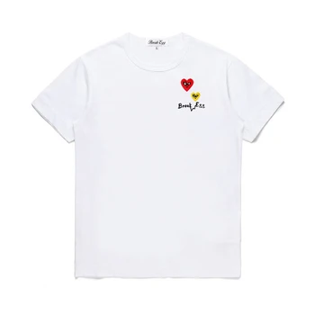 Мужская и женская футболка с коротким рукавом Break Egg, хлопковая летняя футболка с круглым вырезом и вышивкой в виде большого маленького сердечка