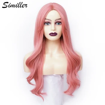Имитирующий Синтетический Женский парик с боковой частью, косплей, Длинные волосы с высокой Термостойкостью, Розовые Парики для ежедневного использования Pelucas