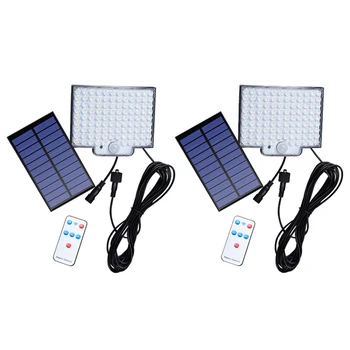 Солнечные фонари Наружное освещение 106LED прожекторы с датчиком движения на солнечной батарее с пультом дистанционного управления, светодиодные солнечные настенные светильники, 2 упаковки