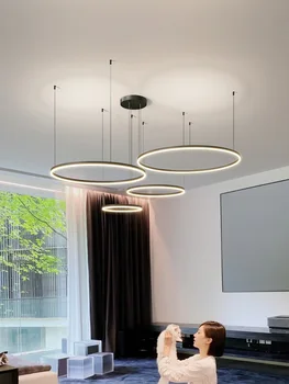 Скандинавская Люстра Креативный подвесной светильник В стиле бревна Современные светильники Роскошная Круглая лампа Подвесной светильник для гостиной 2023 года Новая лампа для спальни