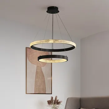 Черное Золото 2023 Новый Дизайн светодиодных хрустальных подвесных светильников с регулируемой яркостью, Подвесной светильник Lampen для гостиной