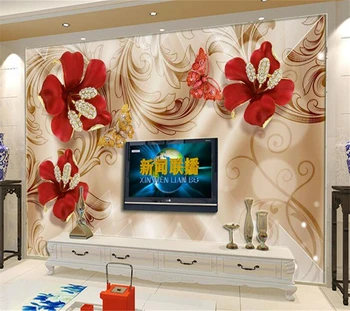 Бейбехан Пользовательские обои 3d европейский дворец ветер золотые украшения цветы ТВ фон гостиная спальня 3D обои фреска