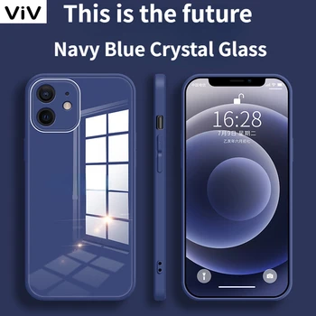 Чехлы Для телефонов из Жидкого Стекла Для Iphone 15 14 Plus 13 12 Mini 11 Pro Max С Мягкими краями Силиконовый Чехол 7 8 Plus XS XR Crystal Glass Cover