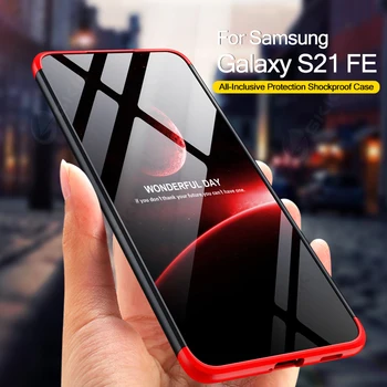 Для Samsung Galaxy S21 FE S21FE чехол с защитой от детонации 360 градусов, полная защита, жесткий матовый чехол для Samsung S21 FE 5G с защитным стеклом