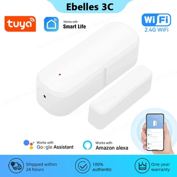 Tuya Smart Home WiFi Дверной Датчик, Детекторы Открытия/Закрытия Оконных Дверей, Охранная Сигнализация Smart Life Voice для Alexa Google