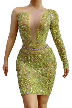 Helles Kristallband Deep V Mini Designer Kostüm Schönes Kleid Geeignet für Damen Abendparty