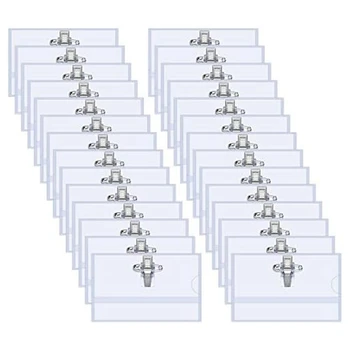 100 ШТ Горизонтальных держателей именных бейджей в виде булавок со вставками Fit Card 90x55 мм Прозрачный
