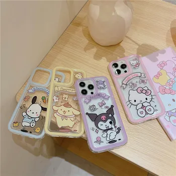 Чехол для телефона Miniso Sanrio Hello Kitty Kuromi для iPhone 15Pro 14Pro 11 12 13 14 15 Pro Max Pochacco Pom Purin Cover Coque