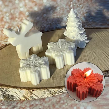3D Рождественская свеча в виде снежинки, силиконовая форма для мыла ручной работы, эпоксидная свеча, форма для выпечки шоколада 